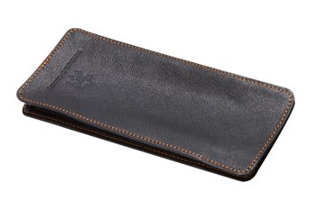 Leather semi case black with orange thread