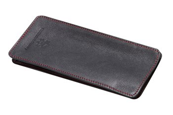 Leather semi case black with red thread